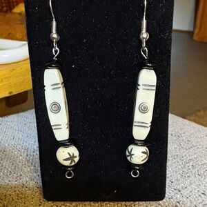Hand Crafted Black and White Artisan Earrings